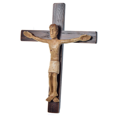 Crucifix in stone on wood H34cm Bethléem 3