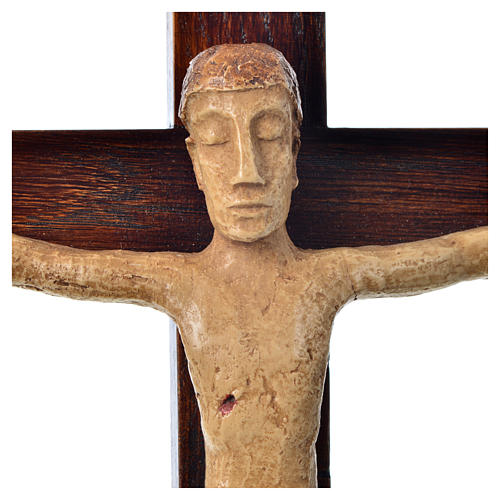 Crucifix in stone on wood H34cm Bethléem 5
