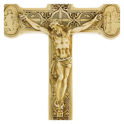 Lourdes crucifix in ivory-painted stone by Bethlehem French nuns 25x15 cm 2