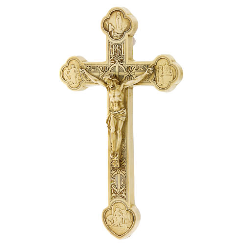 Lourdes crucifix in ivory-painted stone by Bethlehem French nuns 25x15 cm 3