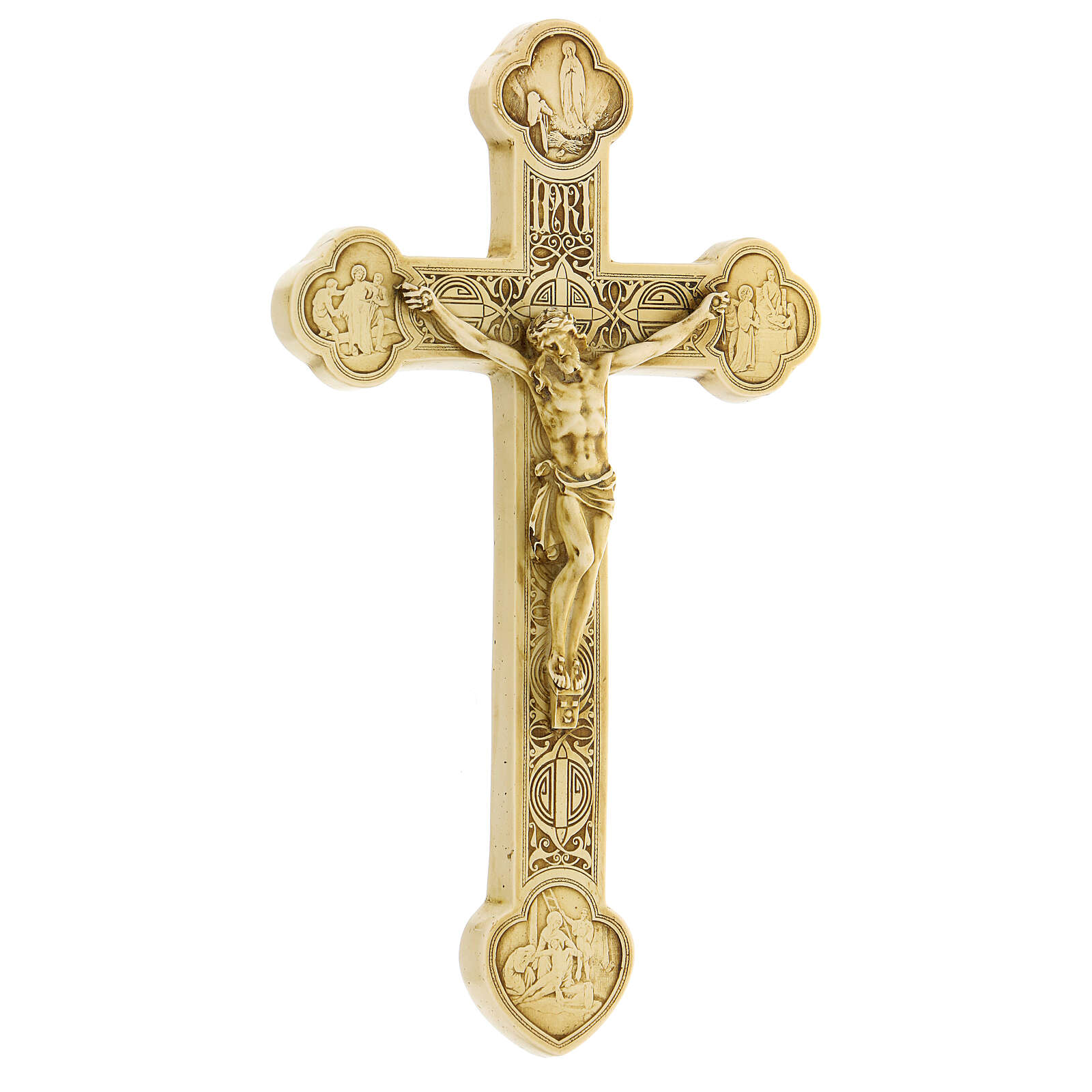 Lourdes crucifix ivory stone Bethléem 25x15 cm | online sales on ...