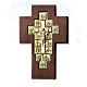 Crucifijo Vía Crucis dorado 14 estaciones cruz de madera s1