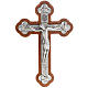 Crucifijo de metal plateado con los 4 evangelistas, con caoba s1