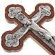 Crucifixo metal prateado 4 evangelistas cruz mogno s3