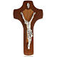 Crucifixo madeira de mogno corpo metal prateado s1