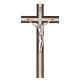 Crucifix bois foncé et métal décor simili n s1