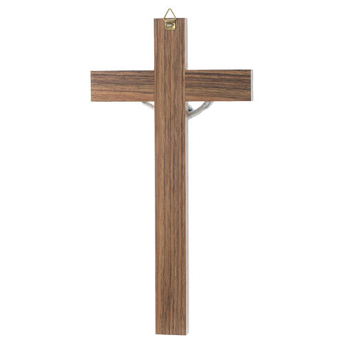 Crucifixo madeira escura e metal elemento embutido imitação madrepérola 4