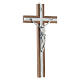 Crucifixo madeira escura e metal elemento embutido imitação madrepérola s3
