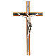 Crucifix in walnut wood and aluminium with silver metal body s1