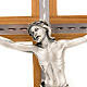 Crucifix in walnut wood and aluminium with silver metal body s2