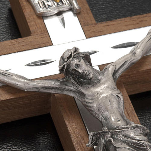 Crucifix in walnut wood and silver metal 4