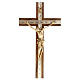 Crucifix, golden metal in walnut wood and aluminium s1