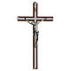 Crucifixo madeira de nogueira metal prateado alumínio s1