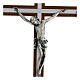 Crucifixo madeira de nogueira metal prateado alumínio s2