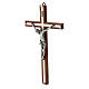 Crucifixo madeira de nogueira metal prateado alumínio s3