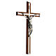 Crucifixo madeira de nogueira metal prateado alumínio s4