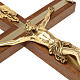 Crucifixo madeira nogueira metal dourado parte embutida alumínio s2