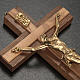 Crucifix in walnut wood, inserts in olive wood and golden metal s2