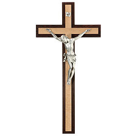 Crucifixo wenge e faia corpo metal prateado