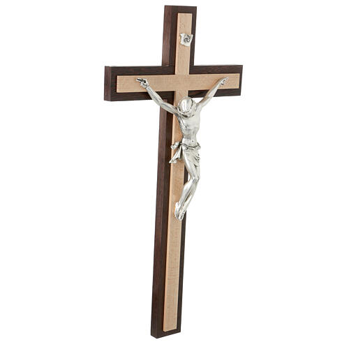 Crucifixo wenge e faia corpo metal prateado 4