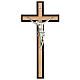 Crucifixo wenge e faia corpo metal prateado s1
