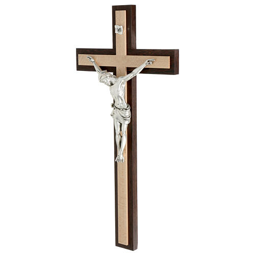 Crucifix in wenge and beech wood, silver metal body 3