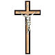 Crucifix in wenge and beech wood, silver metal body s1