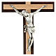 Crucifix in wenge and beech wood, silver metal body s2