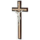 Crucifix in wenge and beech wood, silver metal body s3