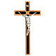 Crucifijo de madera de wengé y fagus, cruz en metal plateado s1