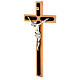 Crucifijo de madera de wengé y fagus, cruz en metal plateado s3