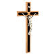 Crucifijo de madera de wengé y fagus, cruz en metal plateado s5