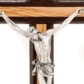 Crucifix in wenge and olive wood, with silver metal