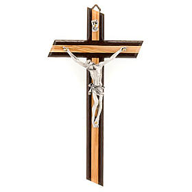 Crucifix bois d'olivier et wengè argenté
