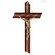 Crucifix in padouk and olive wood, with golden metal Christ's body s1