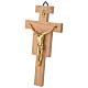 Crucifix in oak wood with golden body 20cm s2