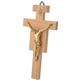 Crucifix bois de chêne, corps argenté 20 cm