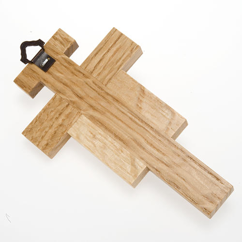 Crucifix bois de chêne, corps argenté 12 cm 4