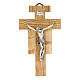 Crucifix bois de chêne, corps argenté 12 cm s1