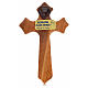 Crucifix bois d'olivier trois pointes, corps métal s2