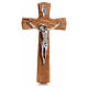 Crucifix with Christ's body in silver metal on olive wood cross 30cm s1
