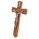 Crucifix with Christ's body in silver metal on olive wood cross 30cm s2