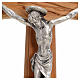 Crucifix with Christ's body in silver metal on olive wood cross 30cm s3
