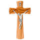 Crucifix bois d'olivier, corps argenté s1