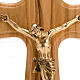 Crucifix, Christ's body in golden metal and olive wood cross s2