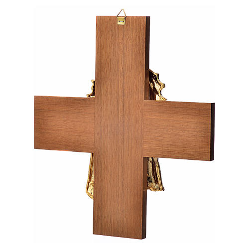 Cruz de madera nogal rostro de Jesús en metal 4
