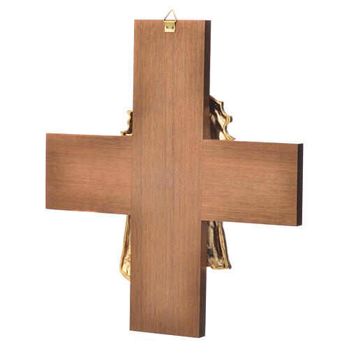 Cruz de madera nogal rostro de Jesús en metal 6