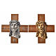 Cruz de madera nogal rostro de Jesús en metal s5