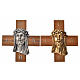 Cruz de madera nogal rostro de Jesús en metal s1