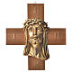 Cruz de madera nogal rostro de Jesús en metal s1